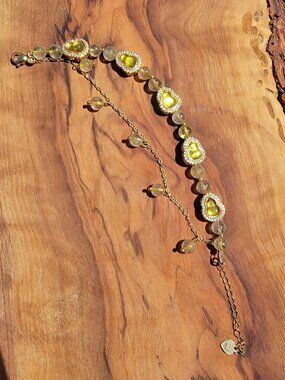 Citrine Calabash Bracelet 925 Silver Gold Dangle